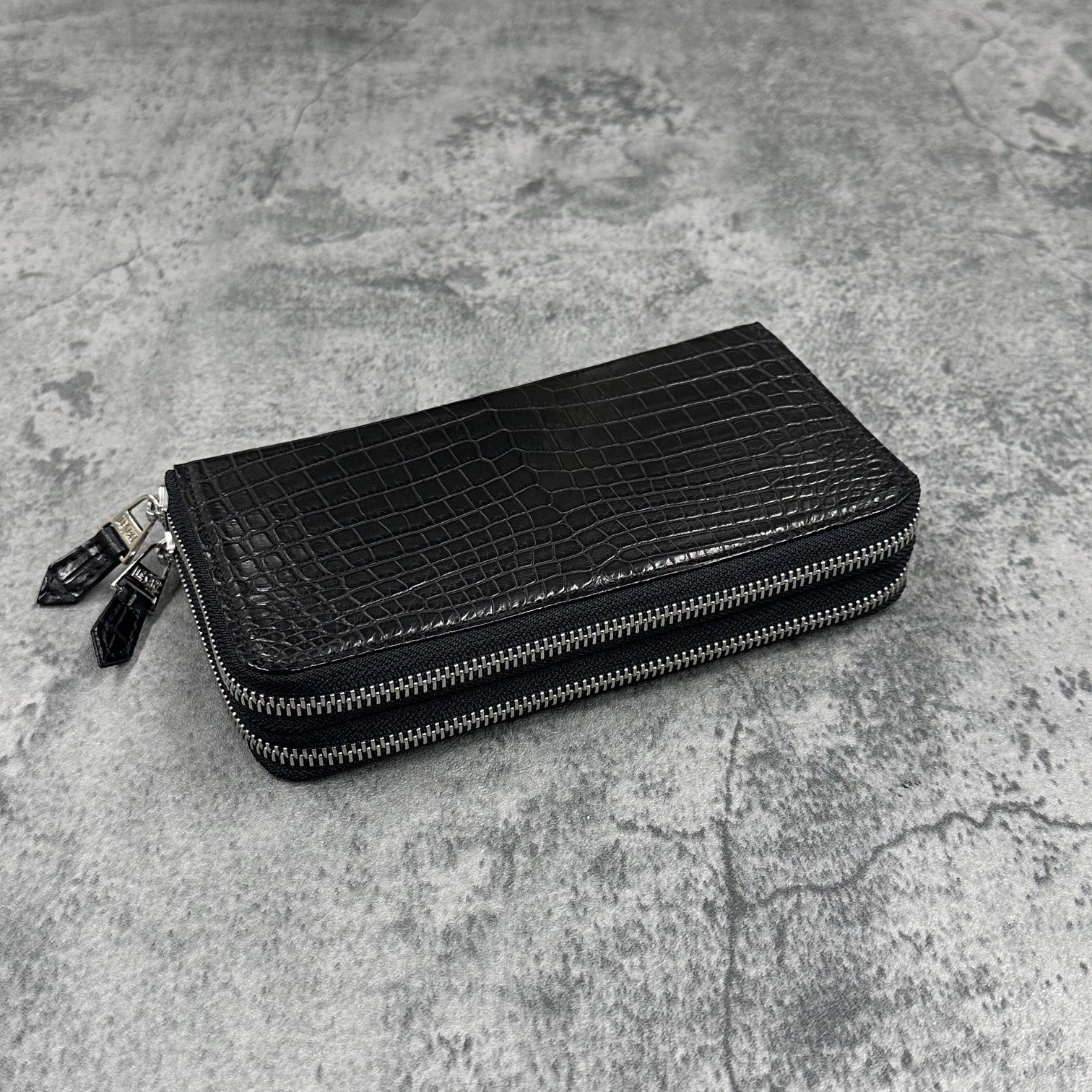 クロコダイル ダブルファスナー長財布 8175 - BLACK/ブラック – Le'sac