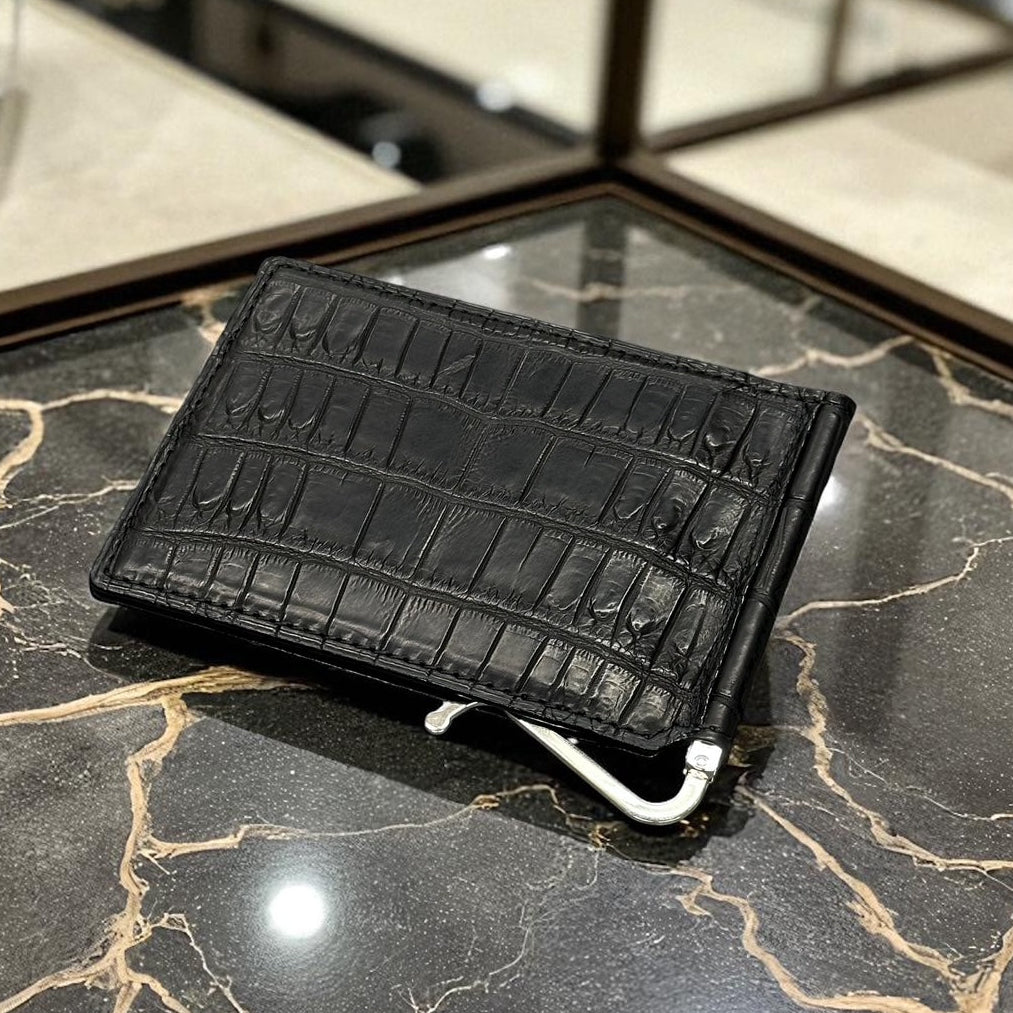 クロコダイル革 Crocodile skin 財布 マネークリップ 黒 新品 クロコダイル革 Crocodile skin 財布 マネークリップ 黒 新品