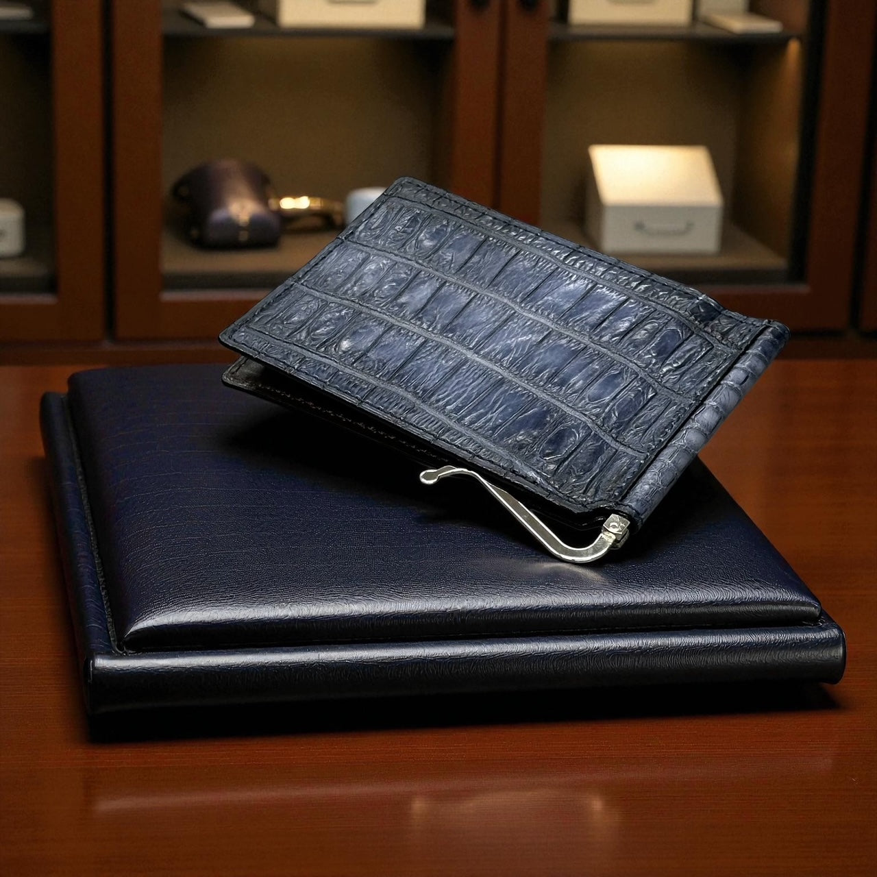 クロコダイル マネークリップ (札ばさみ) メンズ レディース 本革 手