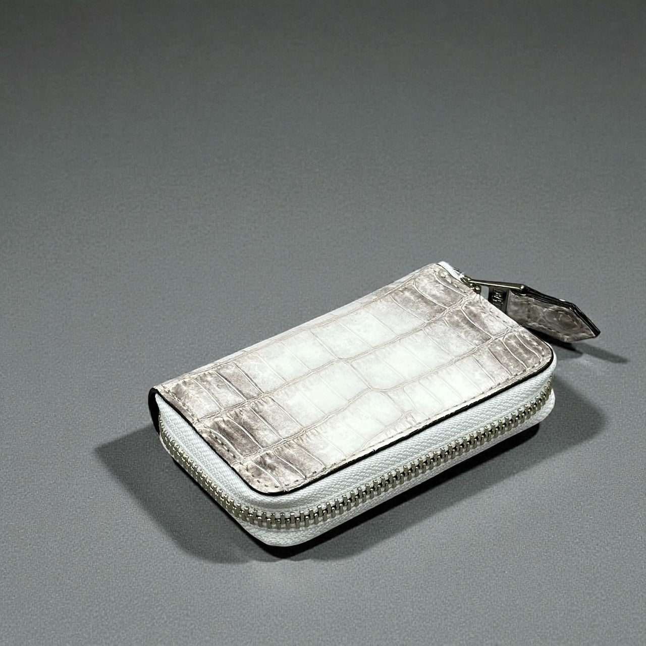 クロコダイル小銭入れ ラウンドファスナー メンズ レディース 本革 白