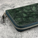エレファント 長財布 象革 本革 メンズ レディース 緑 グリーン 品番8194