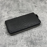 パイソン 長財布 ラウンドファスナー 蛇革 本革 黒 ブラック 品番8198