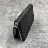 パイソン 長財布 ラウンドファスナー 蛇革 本革 黒 ブラック 品番8198