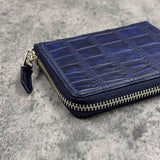 クロコダイル 二つ折り財布 ミドルウォレット ワニ革 本革 紺 アンティークネイビー 品番8200