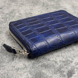 クロコダイル 二つ折り財布 ミドルウォレット ワニ革 本革 紺 アンティークネイビー 品番8200