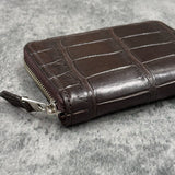 クロコダイル 二つ折り財布 ミドルウォレット ワニ革 本革 茶色 ブラウン 品番8200