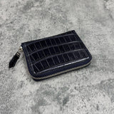 アリゲーター 二つ折り財布 ミドルウォレット ワニ革 本革 紺 ネイビー 品番8200