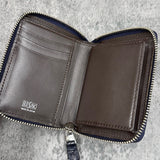 アリゲーター 二つ折り財布 ミドルウォレット ワニ革 本革 紺 ネイビー 品番8200