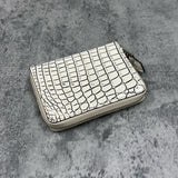 クロコダイル 二つ折り財布 ミドルウォレット ワニ革 本革 白 バニラ 品番8200