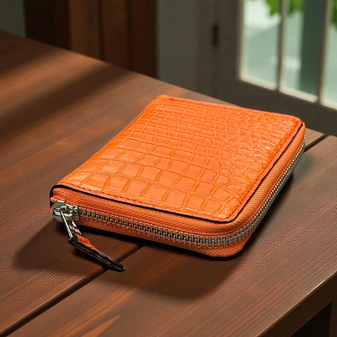 ビルウォールレザー　ケース ラウンドジップレザー クロコ　オレンジ ビルウォールレザー ケース ラウンドジップレザー クロコ オレンジ