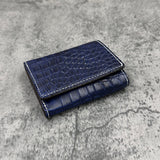 クロコダイル ミニ財布(三つ折り財布) ワニ革 本革 紺 アンティークネイビー 品番8207