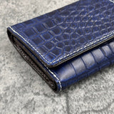 クロコダイル ミニ財布(三つ折り財布) ワニ革 本革 紺 アンティークネイビー 品番8207