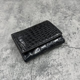 クロコダイル ミニ財布(三つ折り財布) ワニ革 本革 黒 ブラック 品番8207