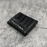 クロコダイル ミニ財布(三つ折り財布) ワニ革 本革 黒 ブラック 品番8207