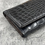 クロコダイル ミニ財布(三つ折り財布) ワニ革 本革 黒 ブラック 品番8207
