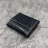 クロコダイル ミニ財布(三つ折り財布) ワニ革 本革 紺 ネイビー 品番8207