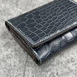 クロコダイル ミニ財布(三つ折り財布) ワニ革 本革 紺 ネイビー 品番8207