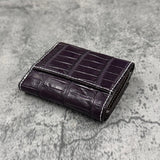 クロコダイル ミニ財布(三つ折り財布) ワニ革 本革 紫色 パープル 品番8207