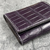 クロコダイル ミニ財布(三つ折り財布) ワニ革 本革 紫色 パープル 品番8207