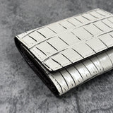 クロコダイル ミニ財布(三つ折り財布) ワニ革 本革 白 バニラ 品番8207