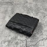 パイソン ミニ財布(三つ折り財布) 蛇革 本革 黒 ブラック 品番8208