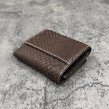 パイソン ミニ財布(三つ折り財布) 蛇革 本革 茶色 ブラウン 品番8208