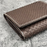 パイソン ミニ財布(三つ折り財布) 蛇革 本革 茶色 ブラウン 品番8208