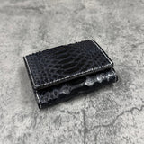 パイソン ミニ財布(三つ折り財布) 蛇革 本革 紺 グロスネイビー 品番8208