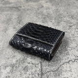 パイソン ミニ財布(三つ折り財布) 蛇革 本革 紺 グロスネイビー 品番8208