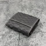 パイソン ミニ財布(三つ折り財布) 蛇革 本革 グレー グラファイト 品番8208