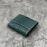 パイソン ミニ財布(三つ折り財布) 蛇革 本革 緑 グリーン 品番8208