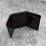 パイソン ミニ財布(三つ折り財布) 蛇革 本革 緑 グリーン 品番8208