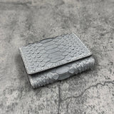 パイソン ミニ財布(三つ折り財布) 蛇革 本革 グレー 品番8208