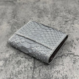 パイソン ミニ財布(三つ折り財布) 蛇革 本革 グレー 品番8208