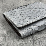 パイソン ミニ財布(三つ折り財布) 蛇革 本革 グレー 品番8208