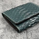 パイソン ミニ財布(三つ折り財布) 蛇革 本革 緑 リーフグリーン 品番8208SP