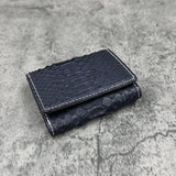 パイソン ミニ財布(三つ折り財布) 蛇革 本革 紺 ネイビー 品番8208