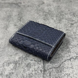 パイソン ミニ財布(三つ折り財布) 蛇革 本革 紺 ネイビー 品番8208