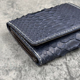パイソン ミニ財布(三つ折り財布) 蛇革 本革 紺 ネイビー 品番8208