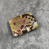 パイソン ミニ財布(三つ折り財布) 蛇革 本革 マルチカラー キャンディー 品番8214