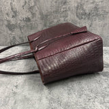 クロコダイル トートバッグ ワニ革 ポロサス 本革 ワイン ボルドー BILBAO