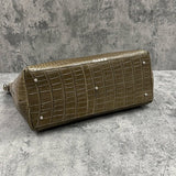 クロコダイル トートバッグ ワニ革 ポロサス 本革 緑色 カーキ CALON