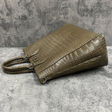 クロコダイル トートバッグ ワニ革 ポロサス 本革 緑色 カーキ CALON