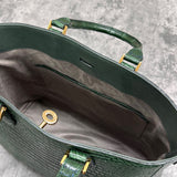 クロコダイル トートバッグ ワニ革 ポロサス 本革 緑 グリーン CALON(G)