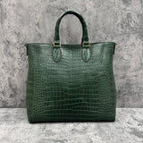 クロコダイル トートバッグ ワニ革 ポロサス 本革 緑 グリーン CALON(G)