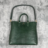 クロコダイル トートバッグ ワニ革 ポロサス 本革 緑 グリーン CALON(G)