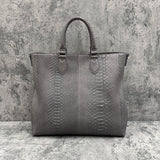 パイソン トートバッグ 蛇革 本革 グレー グラファイト CALON