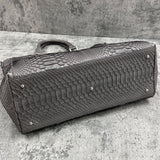 パイソン トートバッグ 蛇革 本革 グレー グラファイト CALON