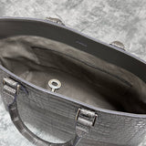 クロコダイル トートバッグ ワニ革 ポロサス 本革 グレー CALON