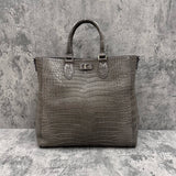 クロコダイル トートバッグ ワニ革 ポロサス 本革 グレー CALON